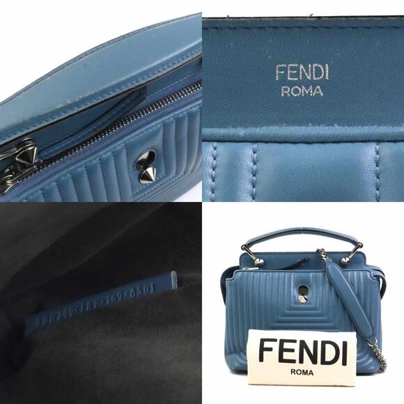 FENDI Blue Leather Shoulder Bag